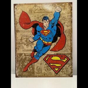 Superman Panels Tin Metal Sign Man Cave Garage Decor Size 12.5 X 16